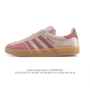 Adidas Originals Gazelle Indoor Retro Leather Sneakers with Gum Sole