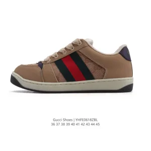 Gucci Screener Vintage Leather Sneakers White Men Women Size