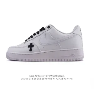 Nike Air Force 1 Low White Leather Sneakers with Air Cushion