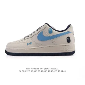 Nike Air Force 1 07 Low White Leather Sneakers with Air Cushion