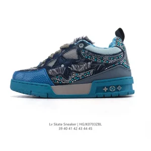 Louis Vuitton Men's Shiny Diamond Leather Skate Sneaker 2025 New Release