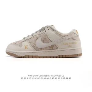 Nike Dunk Low Retro Louis Vuitton Collaboration Vintage Basketball Skate Shoes