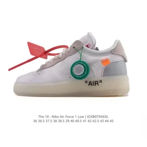 Nike Off-White Air Force 1 OW Collaboration White Sneakers with Cleaning Brush