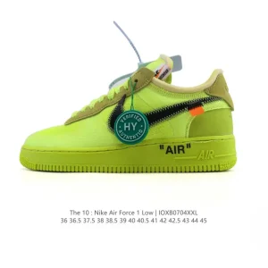 Nike Off-White Air Force 1 OW Collaboration White Sneakers with Logo Brush