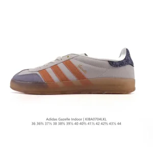 Adidas Originals Gazelle Indoor Retro Leather Sneakers with Gum Sole