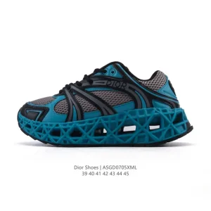 Dior Men's Retro Low-Top Sneakers with Thick Sole and Lace-Up