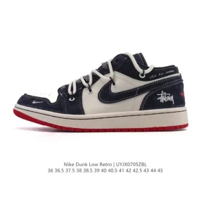 Jordan AJ1 Low Retro Basketball Shoes with Air Cushioning and Leather Upper