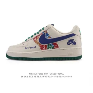 Nike Air Force 1 07 Low White Leather Sneakers with Air Cushioning