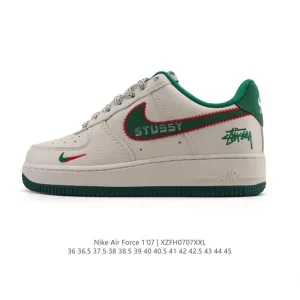 Nike Air Force 1 07 Low White Leather Sneakers with Air Cushion