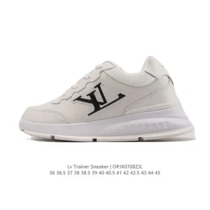 Louis Vuitton Classic White Leather Sneakers for Men and Women