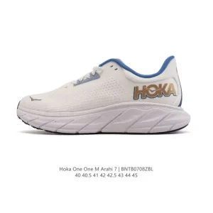 Hoka Arahi 7 Black White Running Shoes with J-Frame Support and Mesh Upper