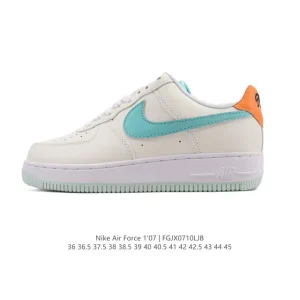 Nike Air Force 1 07 Low White Leather Sneakers with Air Cushioning