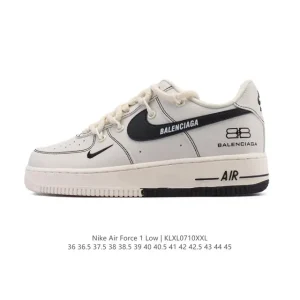 Nike Air Force 1 Low White Leather Sneakers with Air Cushion