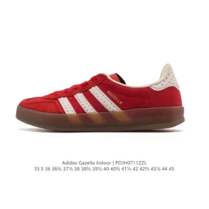 Adidas Originals Gazelle Indoor Retro Leather Sneakers with Gum Sole