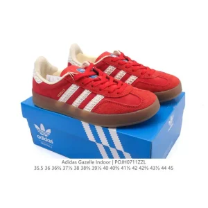 Adidas Originals Gazelle Indoor Retro Leather Sneakers with Gum Sole