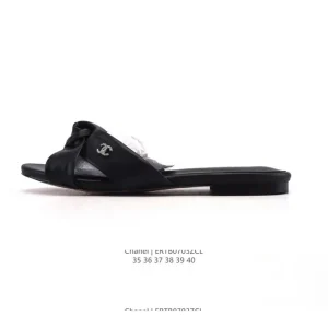 Chanel Women's Leather Slide Sandals Summer Luxury High Heel