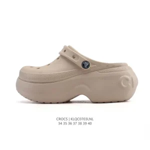 Crocs Women's Platform Slide Sandals Comfortable Beach Shoes White Jingting Style