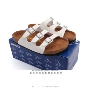 Birkenstock Arizona Three Strap Sandal with Cork Rubber Sole