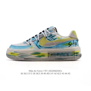 Nike Air Force 1 07 Low White Sneakers with Double Laces and Elevated Sole
