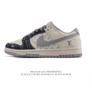 Nike SB Dunk Low Pro Louis Vuitton Collaboration Vintage Leather Skate Shoes