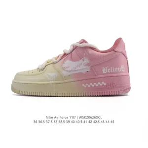 Nike Air Force 1 Low White Platform Sneakers with Double Laces and Bindings