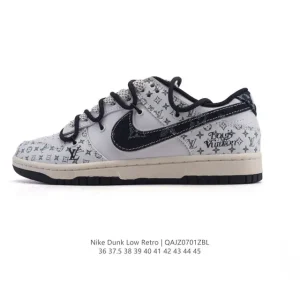 Nike Dunk Low Retro Basketball Shoes with Vintage Style and Leather Upper
