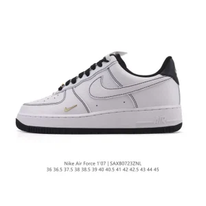 Nike Air Force 1 Low '07 White Leather Sneakers with Honeycomb Air Cushion