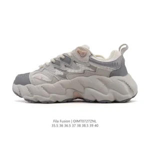 Fila Fusion Chunky Sneaker for Women - White Leather & Mesh Platform Shoes