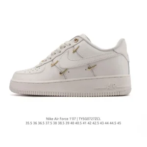 Nike Air Force 1 Low 07 White Leather Sneakers with Air Cushioning
