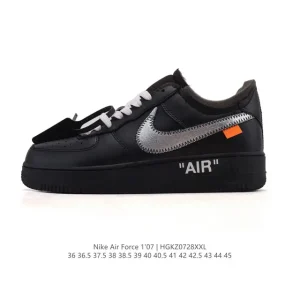 Nike Off White Air Force 1 OW Collaboration White Sneakers with Chunky Sole