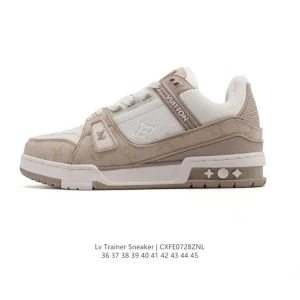 Louis Vuitton Trainer Sneaker Low White Leather Men Women Fashion Shoes