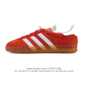 Adidas Originals Gazelle Indoor Retro Leather Sneakers Classic White Gum Sole