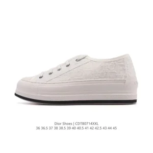 Dior Men's Women's White Leather Sneakers with Thick Sole