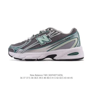 New Balance Mr740 Vintage Grey Dad Sneakers with Blue Accents