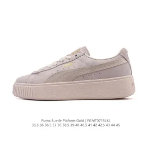 Puma Suede Platform Gold Rihanna Retro Platform Sneakers for Men and Women