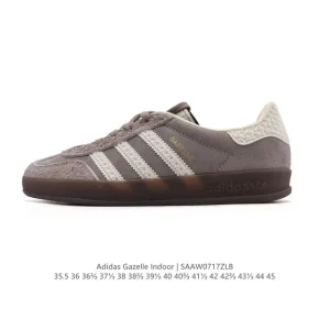 Adidas Originals Gazelle Indoor Retro Leather Sneakers with Gum Sole