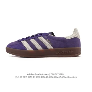 Adidas Originals Gazelle Indoor Retro Leather Sneakers with Gum Sole