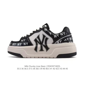 MLB Chunky Liner Mid Retro Street Leather Sneakers for Men and Women