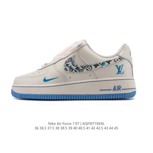 Nike Air Force 1 '07 Low White Sneaker with Air Cushioning and Louis Vuitton Collaboration
