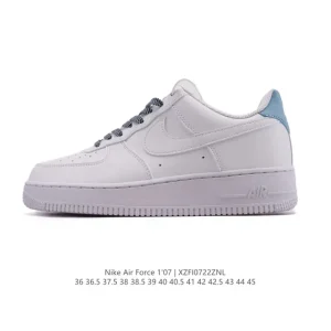 Nike Air Force 1 07 Low White Leather Shoes with Air Cushion