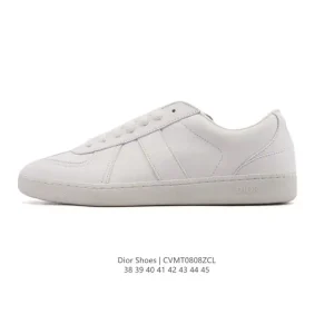 Dior Men's White Leather Sneakers with Thick Sole and Brand Logo