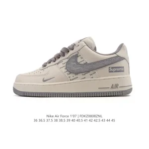 Nike Air Force 1 Low White Leather Sneakers with Air Cushion Sole