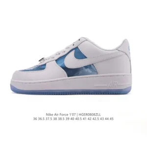 Nike Air Force 1 07 Low White Leather Sneakers with Air Cushion