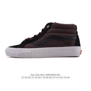 Vans Sk8-Mid Canvas Leather Mid Top Skate Shoes for Men and Women
