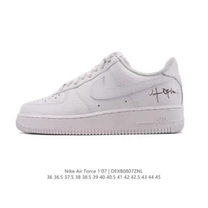 Nike Air Force 1 Low White Leather Sneakers with Air Cushion