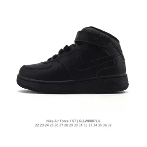 Nike Air Force 1 '07 Mid White Leather Strap Sneakers