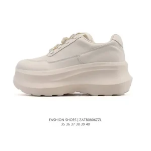 Women's Classic White Chunky Platform Sneakers with 7cm Height Increase