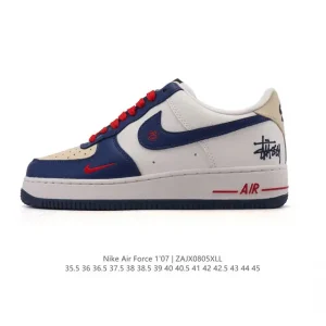 Nike Air Force 1 07 Low White Leather Sneakers with Air Cushion Sole