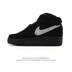 Nike Air Force 1 '07 Mid Fleece Lined Magic Strap Thick Sole Sneakers