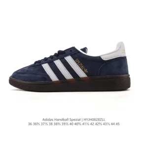 Adidas Handball Spezial Vintage Leather Low-Top Sneakers with Gum Sole